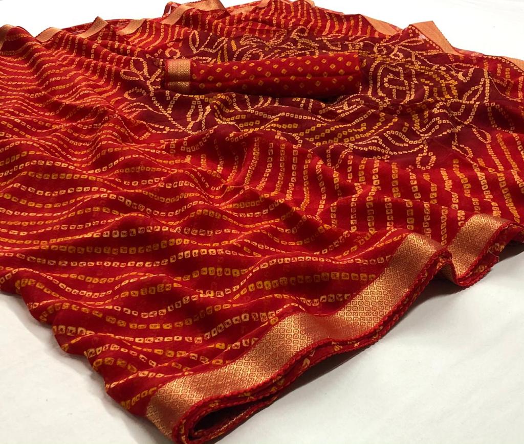 Rajyog Bandhej Latest New Chiffon Regular Wear Sarees Collection